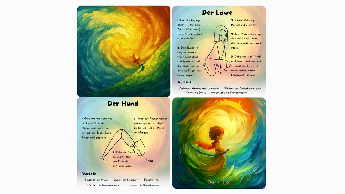 Bunte Yogakarten für einen Yoga Flow