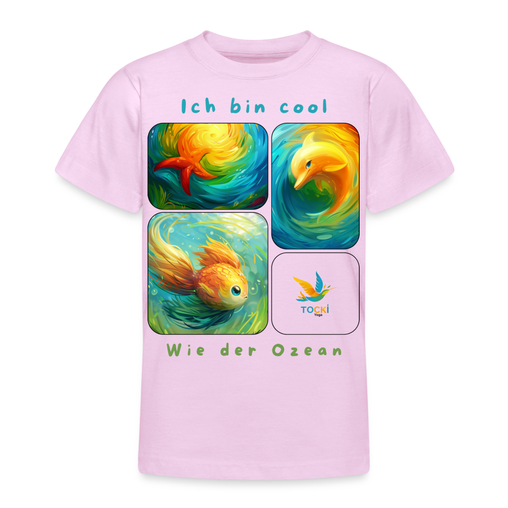 Kinder T-Shirt (9-11 Jahre) - Cool wie der Ozean - Hellrosa