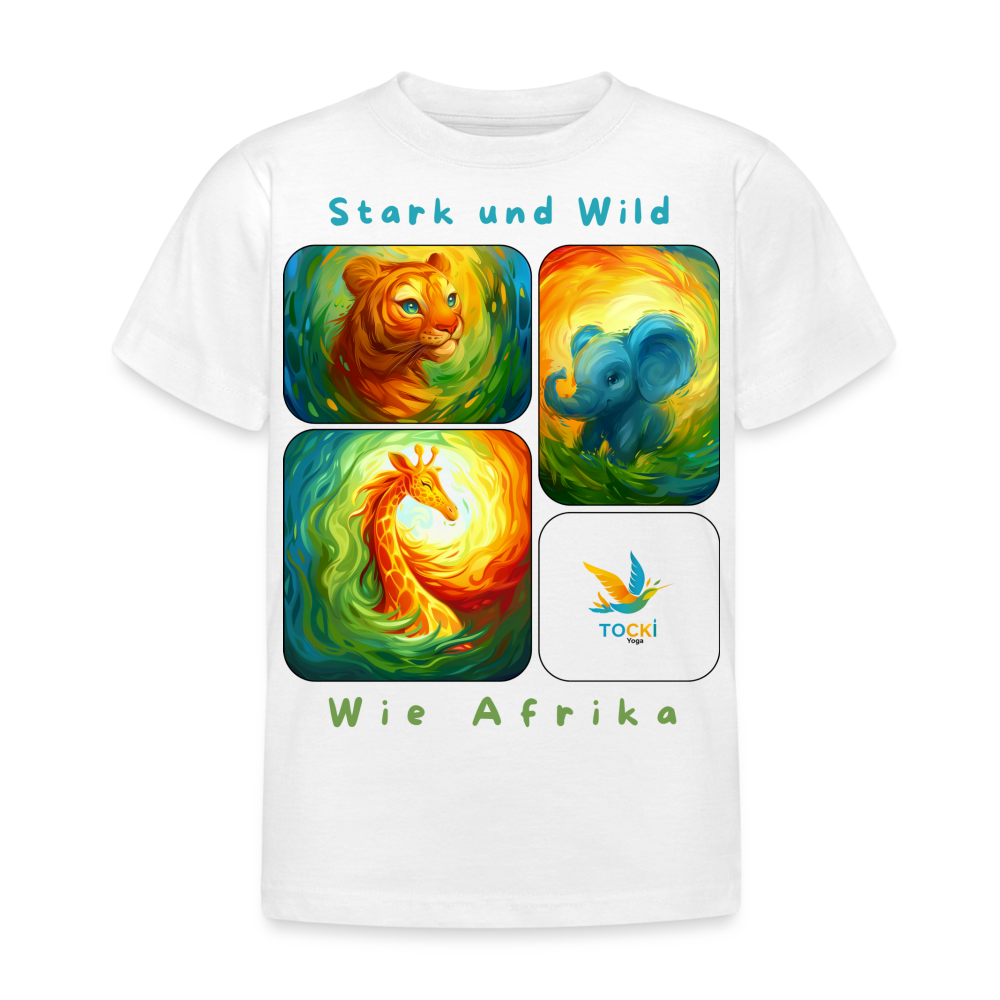 Kinder T-Shirt (3-4 Jahre) - Stark und Wild wie Afrika - Weiß