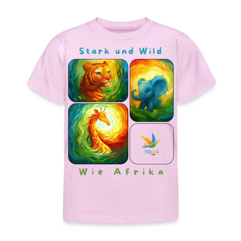 Kinder T-Shirt (3-4 Jahre) - Stark und Wild wie Afrika - Hellrosa