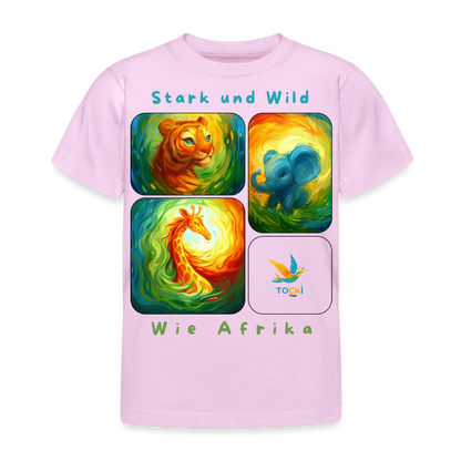 Kinder T-Shirt (3-4 Jahre) - Stark und Wild wie Afrika - Hellrosa