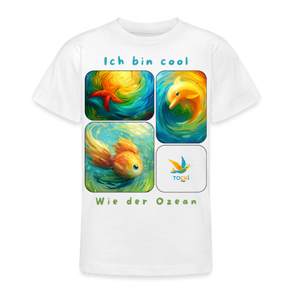 Kinder T-Shirt  (9-11 Jahre) - Cool wie der Ozean - Weiß