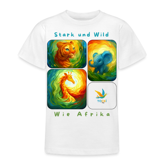 Kinder T-Shirt (9-11 Jahre) - Stark und Wild wie Afrika - Weiß