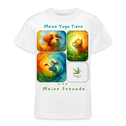 Kinder T-Shirt (9-11 Jahre) - Meine Yoga Tiere - Weiß