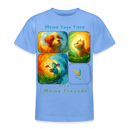 Kinder T-Shirt (9-11 Jahre) - Meine Yoga Tiere - Himmelblau