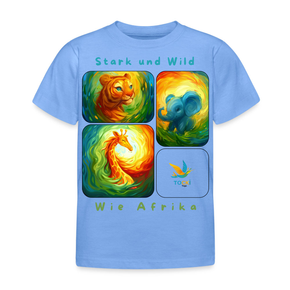 Kinder T-Shirt (3-4 Jahre) - Stark und Wild wie Afrika - Himmelblau