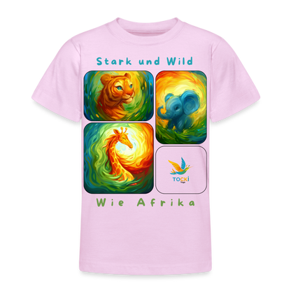 Kinder T-Shirt (9-11 Jahre) - Stark und Wild wie Afrika - Hellrosa