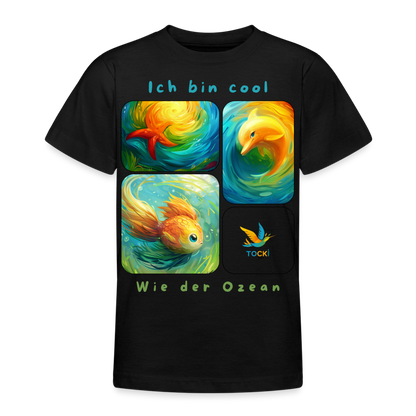 Kinder T-Shirt  (9-11 Jahre) - Cool wie der Ozean - Schwarz